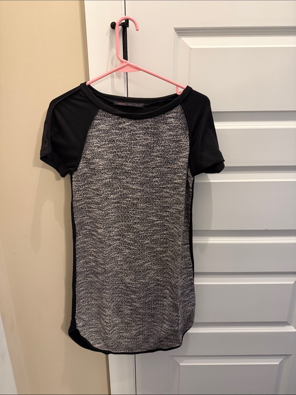 Black and Gray Short Sleeve Mini Dress - Casual Everyday